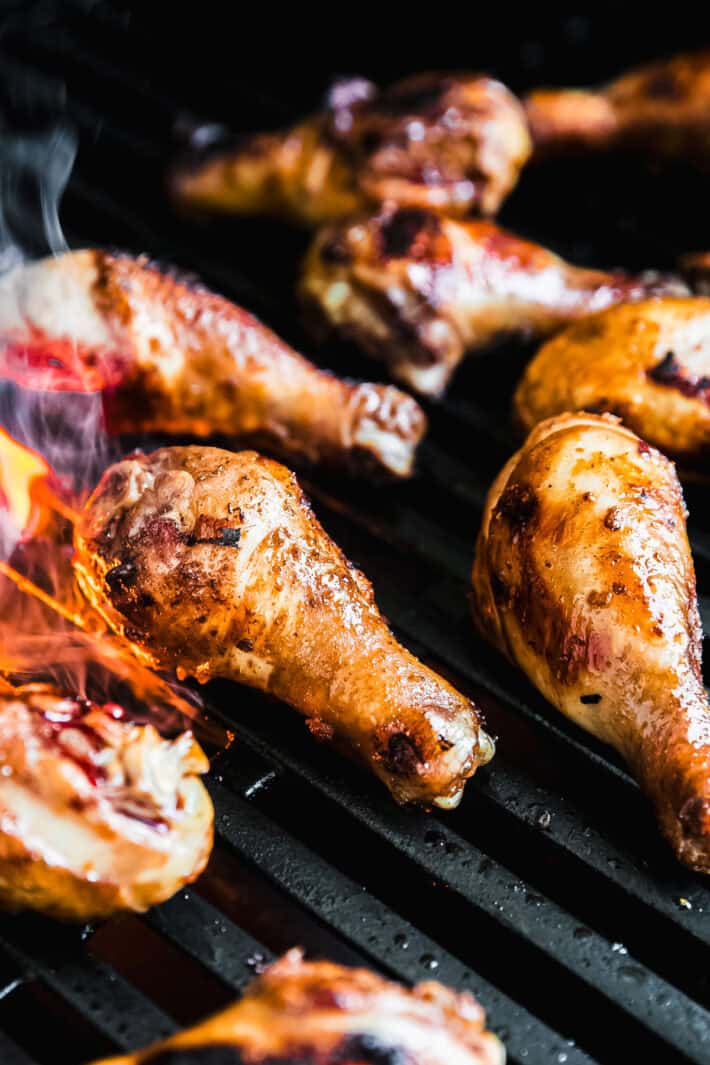 drumsticks on the grill cooking