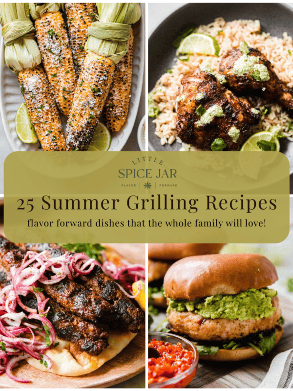picture of four summer grilling recipes with text