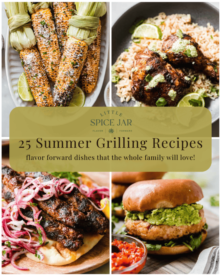 picture of four summer grilling recipes with text