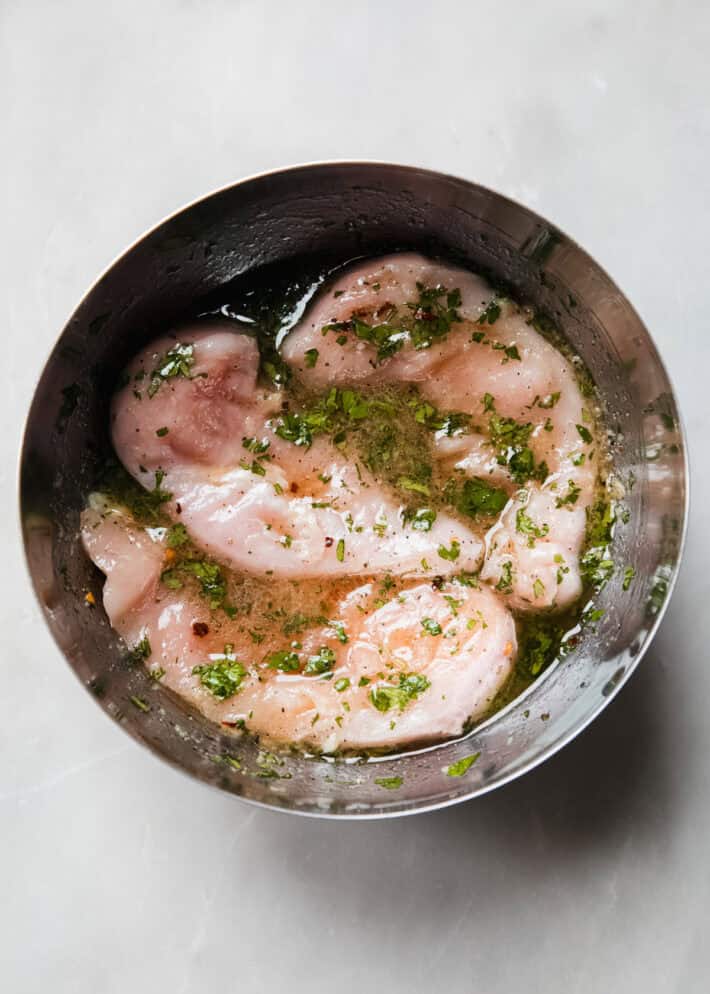 marinated chicken in bowl
