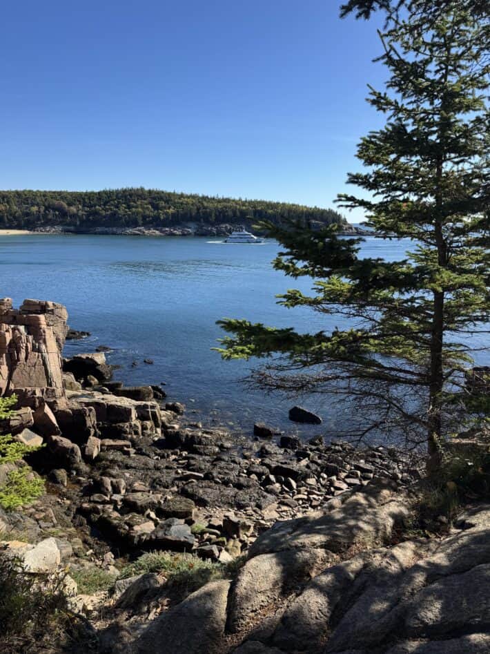 hiking in acadia national park in fall in maine