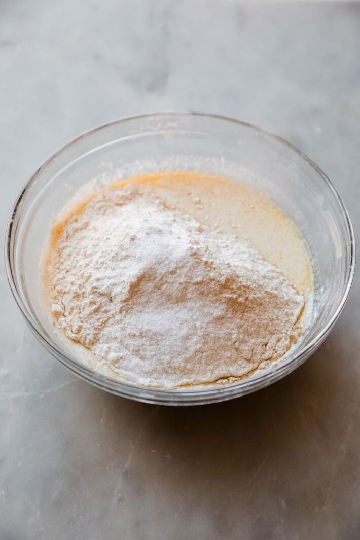 sourdough English muffin ingredients in bowl