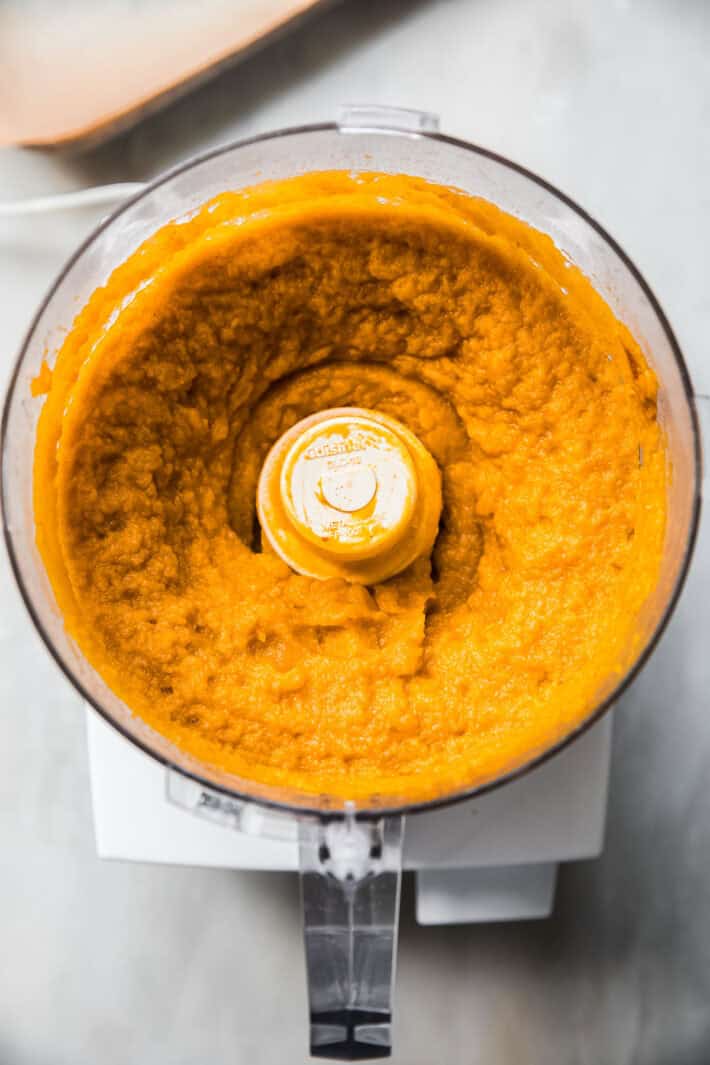 homemade pumpkin puree in food processor