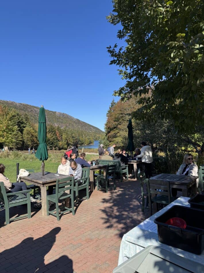 popovers line in Jordan pond restaurant during fall in Maine