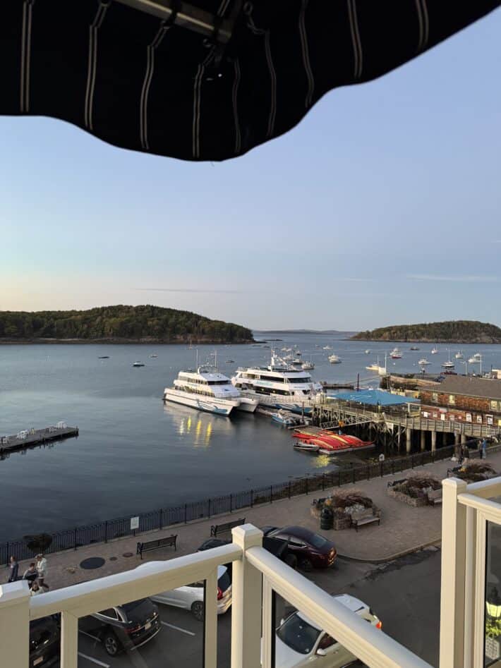 Harbor view from our west street hotel in Maine