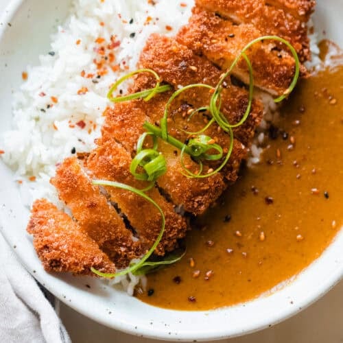 Katsu chicken with curry and white jasmine rice